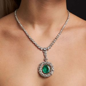Next Necklace Oval Cut Emerald Sapphire Wedding Necklace For Women