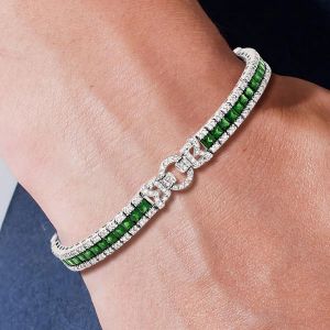 16.53 Ct Next Necklace Emerald Cut Emerald Sapphire Tennis Bracelet For Women 