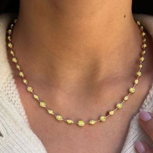 10.64 Ct Next Necklace Golden Round Cut Yellow Sapphire Wedding Necklace For Women
