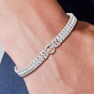 16.53 Ct Emerald Cut White Sapphire Bracelet Bridal Jewelry For Women