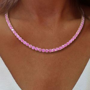 39.98 Ct Golden Round Cut Pink Sapphire Bridal Jewelry Wedding Tennis Necklace For Women