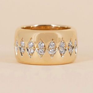 1.14 Ct Golden Round Cut White Sapphire Bridal Jewelry Wedding Band For Women 
