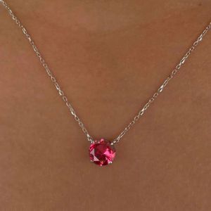 1.8 Ct Round Cut Ruby Sapphire Bridal Jewelry Pendant Necklace For Women 