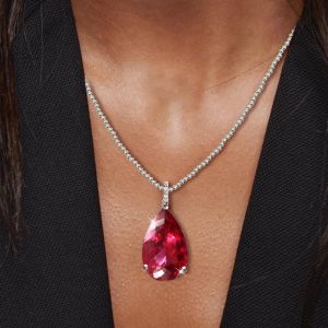 10.8 Ct Pear Cut Blue Sapphire Bridal Jewelry Pendant Necklace For Women