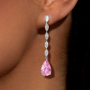 7.4 Ct Pear Cut Pink Sapphire Drop Earrings Bridal Jewelry For Women 