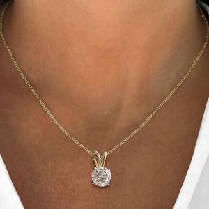 Gold Round Cut White Sapphire Pendant Necklace Wedding Necklace For Women Wedding Jewelry