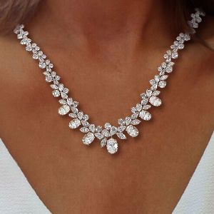 Multi Cut White Sapphire Wedding Necklace For Women Wedding Jewelry