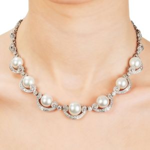 Round Pearls Wedding Necklace luxury Jewelry Pearl Necklace Women  
