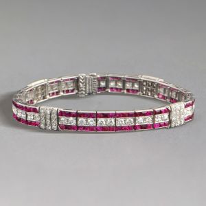 8.7 Ct Milgrain Emerald & Round Cut Ruby Sapphire Tennis Bracelet Women 
