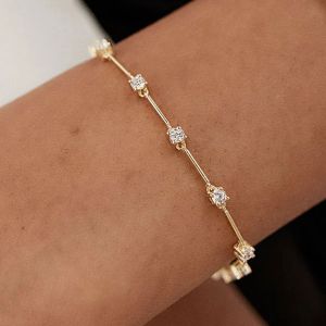 1.4 Ct Gold Chain Round Cut White Sapphire Tennis Bracelet Women
