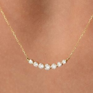 2.6 Ct Round Cut White Sapphire Gold Necklace Pendant Necklace For Women  