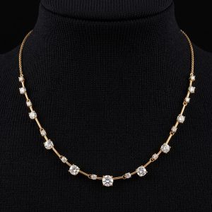 Gold Chain Round Cut White Sapphire Gold Necklace Pendant Necklace For Women Wedding Jewelry