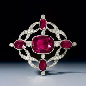 9.56 Ct Milgrain Oval Cut Ruby Sapphire Brooch For Women