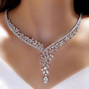23.97 Pear Cut White Sapphire Necklace Wedding Necklace For Women