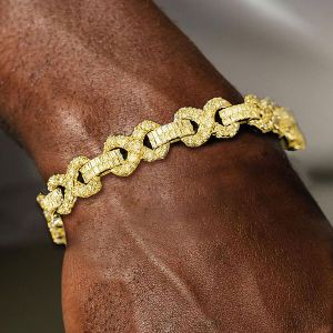 4.91 Ct Gold Knot Round Cut Yellow Sapphire Tennis Bracelet For Men