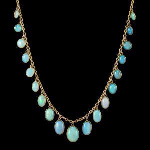 Golden Bezel Antique Oval Cut Opal Gold Chain Wedding Necklace Pendant Necklace For Women