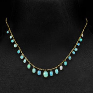 Golden Bezel Antique Oval Cut Opal Gold Chain Wedding Necklace Pendant Necklace For Women