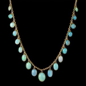Golden Bezel Antique Oval Cut Opal Gold Chain Wedding Necklace Pendant Necklace For Women