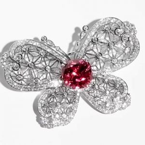 Butterfly Cushion Cut Pink Sapphire Brooch For Women Wedding Jewelry