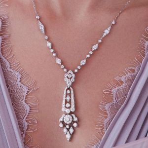 Halo Round Cut White Sapphire Pendant Necklace For Women