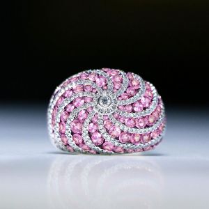 Round Cut Pink Sapphire Wedding Band For Women Wedding Jewelry