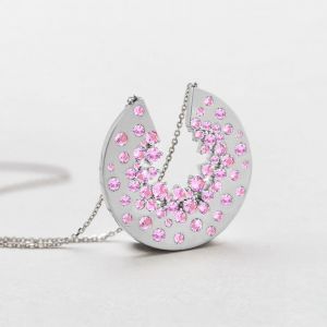 Round Cut Pink Sapphire Pendant Necklace Wedding Necklace For Women  