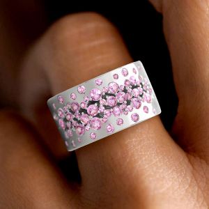 Round Cut Pink Sapphire Wedding Band For Women Wedding Jewelry 