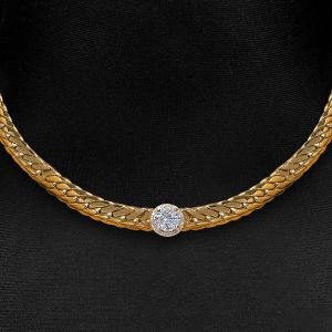 Halo Golden Marquise & Round Cut White Sapphire Pendant Necklace For Women Wedding Jewelry 
