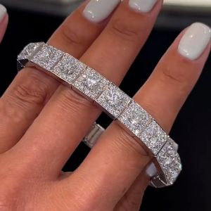 Halo Round Cut White Sapphire Bracelet For Women Wedding Jewelry