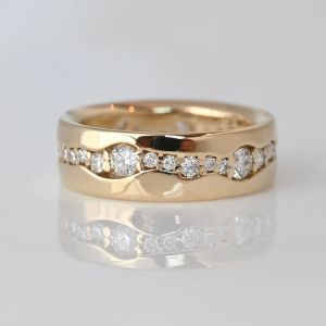 Eternity Golden Round Cut White Sapphire Wedding Band For Women Wedding Jewelry