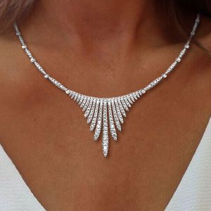 Round Cut White Sapphire Drop-Choker Necklace For Women Wedding Jewelry