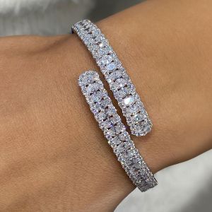 Oval Cut White Sapphire Bangle Bracelet For Women Wedding Jewelry 