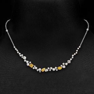 Two Tone Multi Cut White & Yellow Sapphire Pendant Necklace For Women Wedding Jewelry