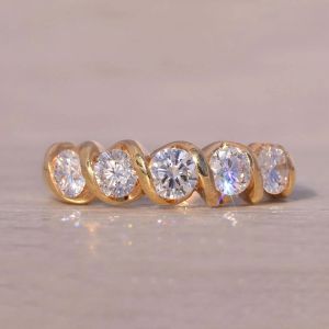 Golden Round Cut White Sapphire Wedding Band For Women Wedding Jewelry 