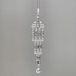 Art Deco Pear Cut White Sapphire Pendant Necklace For Women