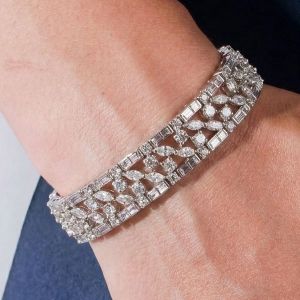 Art Deco Marquise Cut White Sapphire Bracelets For Women Wedding Jewelry