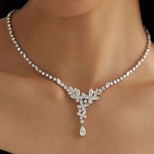 Classic Multi Cut White Sapphire Butterfly Necklace For Women