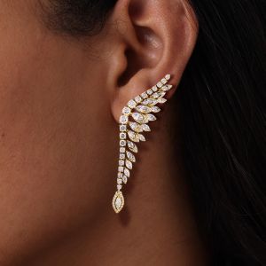 Golden Halo Marquise Cut White Sapphire Earrings Drop Earrings For Women