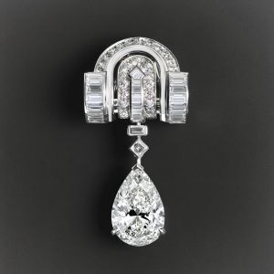 Vintage Pear Cut White Sapphire Brooch For Women