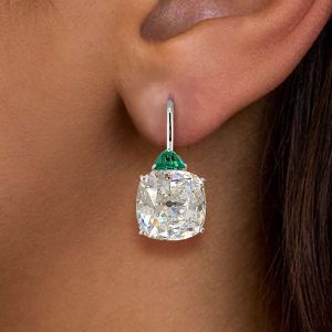 Cushion Cut White Sapphire Drop Earrings For Women