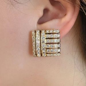 Golden Round Cut White Sapphire Stud Earrings For Women Wedding Jewelry  