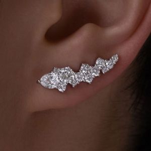 Round Cut White Sapphire Stud Earrings For Women 
