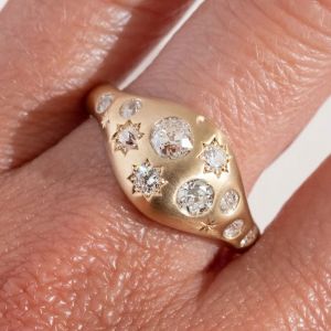 Golden Round Cut White Sapphire Wedding Band For Women