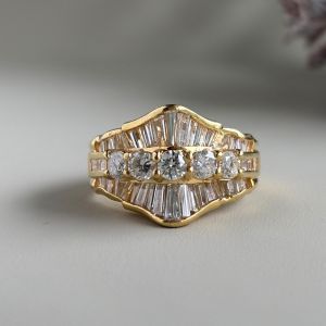 Golden Round Cut White Sapphire Wedding Band For Women Wedding Jewelry 