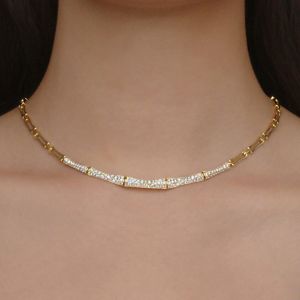 Golden Round Cut White Sapphire Bamboo Necklace For Women Wedding Jewelry