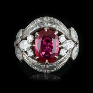 Double Halo Oval Cut Ruby Sapphire Engagement Ring For Women