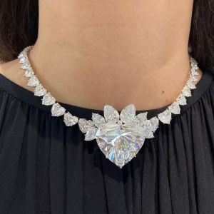 Heart Cut White Sapphire Necklace For Women Wedding Jewelry