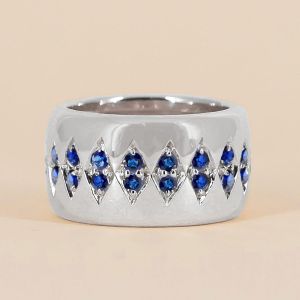 Round Cut Blue Sapphire Wedding Band For Women Wedding Jewelry