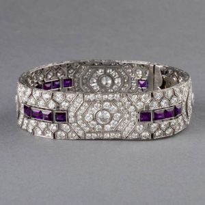 Art Deco Round Cut Amethyst & White sapphire Bracelet For Women 