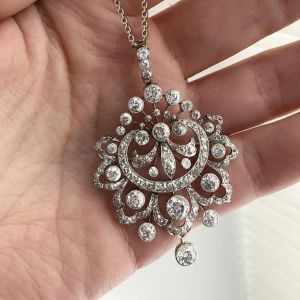Milgrain Round Cut White Sapphire Pendant Necklace For Women